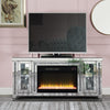ACME Noralie Mirrored & Faux Diamonds TV Stand with Fireplace & LED Model LV00315