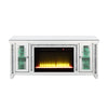 ACME Noralie Mirrored & Faux Diamonds TV Stand with Fireplace & LED Model LV00315