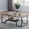 ACME Idella Rustic Oak & Black Coffee Table Model LV00324