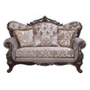 ACME Benbek Fabric & Antique Oak Loveseat with 3 Pillows Model LV00810
