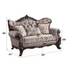 ACME Benbek Fabric & Antique Oak Loveseat with 3 Pillows Model LV00810