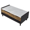 ACME Axel White Printed Faux Marble Walnut & Black Coffee Table with Lift Top Model LV00828