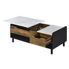 ACME Axel White Printed Faux Marble Walnut & Black Coffee Table with Lift Top Model LV00828