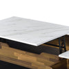 ACME Axel White Printed Faux Marble Walnut & Black Coffee Table with Lift Top Model LV00828