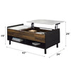 ACME Axel White Printed Faux Marble Walnut & Black Coffee Table with Lift Top Model LV00828