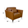 ACME Tussio Saddle Tan Top Grain Leather Chair with Pillow Model LV00945