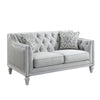 ACME Katia Light Gray Linen & Weathered White Loveseat with 2 Pillows Model LV01050