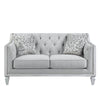 ACME Katia Light Gray Linen & Weathered White Loveseat with 2 Pillows Model LV01050
