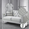ACME Katia Light Gray Linen & Weathered White Loveseat with 2 Pillows Model LV01050