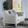 ACME Katia Light Gray Linen & Weathered White Chair with Pillow Model LV01051