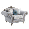 ACME Pelumi Light Gray Linen & Platinum Chair with 3 Pillows Model LV01114