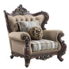 ACME Ragnar Light Brown Linen & Cherry Chair with 2 Pillows Model LV01124