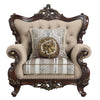 ACME Ragnar Light Brown Linen & Cherry Chair with 2 Pillows Model LV01124
