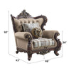 ACME Ragnar Light Brown Linen & Cherry Chair with 2 Pillows Model LV01124