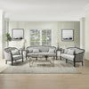 ACME Samael Gray Linen & Dark Brown Loveseat with 2 Pillows Model LV01128