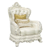 ACME Adara Pearl White Synthetic Leather & Antique White Chair with 2 Pillows Model LV01226