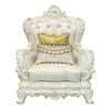 ACME Adara Pearl White Synthetic Leather & Antique White Chair with 2 Pillows Model LV01226