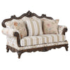 ACME Nayla Pattern Fabric & Walnut Loveseat with 3 Pillows Model LV01274