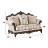 ACME Nayla Pattern Fabric & Walnut Loveseat with 3 Pillows Model LV01274