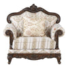 ACME Nayla Pattern Fabric & Walnut Chair with Pillow Model LV01275