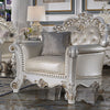 ACME Vendome Champagne Synthetic Leather & Antique Pearl Finsih Chair with Pillow Model LV01326