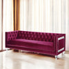 ACME Heibero Burgundy Velvet Sofa with 2 Pillows Model LV01400
