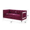 ACME Heibero Burgundy Velvet Loveseat with 2 Pillows Model LV01401