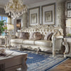 ACME Vendome Champagne Synthetic Leather & Antique Pearl Finsih Oversized Sofa with 6 Pillows Model LV01525