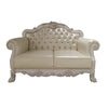 ACME Dresden Synthetic Leather & Bone White Loveseat with 3 Pillows Model LV01689