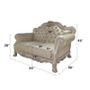 ACME Dresden Synthetic Leather & Bone White Loveseat with 3 Pillows Model LV01689