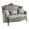 ACME Miliani Fabric & Antique Bronze Loveseat with 3 Pillows Model LV01781