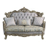 ACME Miliani Fabric & Antique Bronze Loveseat with 3 Pillows Model LV01781