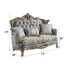 ACME Miliani Fabric & Antique Bronze Loveseat with 3 Pillows Model LV01781