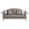 ACME Florian Gray Fabric & Antique White Sofa with 4 Pillows Model LV02119