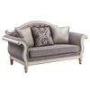 ACME Florian Gray Fabric & Antique White Loveseat with 3 Pillows Model LV02120