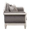 ACME Florian Gray Fabric & Antique White Loveseat with 3 Pillows Model LV02120