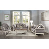 ACME Florian Gray Fabric & Antique White Loveseat with 3 Pillows Model LV02120
