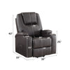 ACME Evander Brown Leather Aire Recliner with Power Lift & Massage Model LV02181