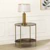 ACME Fiorella Glass Black Marble Paint & Gold End Table Model LV02223