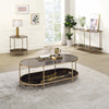 ACME Fiorella Glass Black Marble Paint & Gold End Table Model LV02223