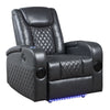 ACME Alair Dark Gray Leather Aire Power Motion Recliner with Bluetooth Speaker & Cooling Cup Holder Model LV02460