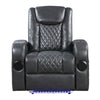 ACME Alair Dark Gray Leather Aire Power Motion Recliner with Bluetooth Speaker & Cooling Cup Holder Model LV02460