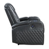 ACME Alair Dark Gray Leather Aire Power Motion Recliner with Bluetooth Speaker & Cooling Cup Holder Model LV02460
