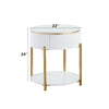 ACME Daveigh White High Gloss & Gold End Table Model LV02465