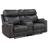 ACME Hirah Dark Gray Polish Microfiber Motion Loveseat with Console & USB Port Model LV02571