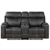 ACME Hirah Dark Gray Polish Microfiber Motion Loveseat with Console & USB Port Model LV02571