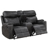 ACME Hirah Dark Gray Polish Microfiber Motion Loveseat with Console & USB Port Model LV02571