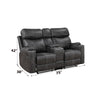 ACME Hirah Dark Gray Polish Microfiber Motion Loveseat with Console & USB Port Model LV02571