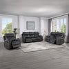 ACME Hirah Dark Gray Polish Microfiber Motion Loveseat with Console & USB Port Model LV02571