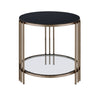 ACME Abisha Sintered Stone Top & Champagne End Table Model LV02816